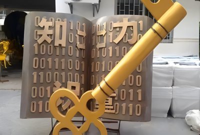 知識就是力量——校園鑰匙、書本造型景觀雕塑