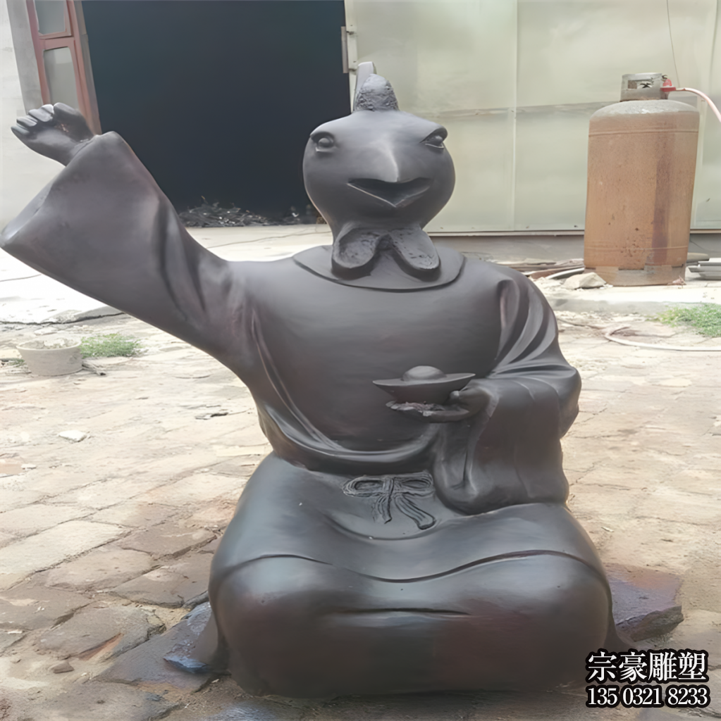 酉雞銅雕，獸首人身十二生肖銅雕塑
