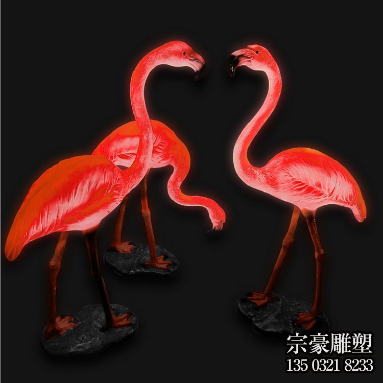 玻璃鋼仿真發光火烈鳥雕塑擺件