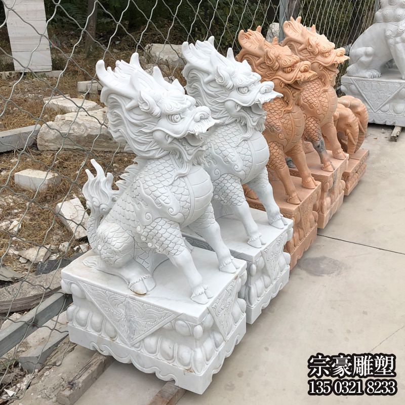 庭院大理石石雕麒麟到時