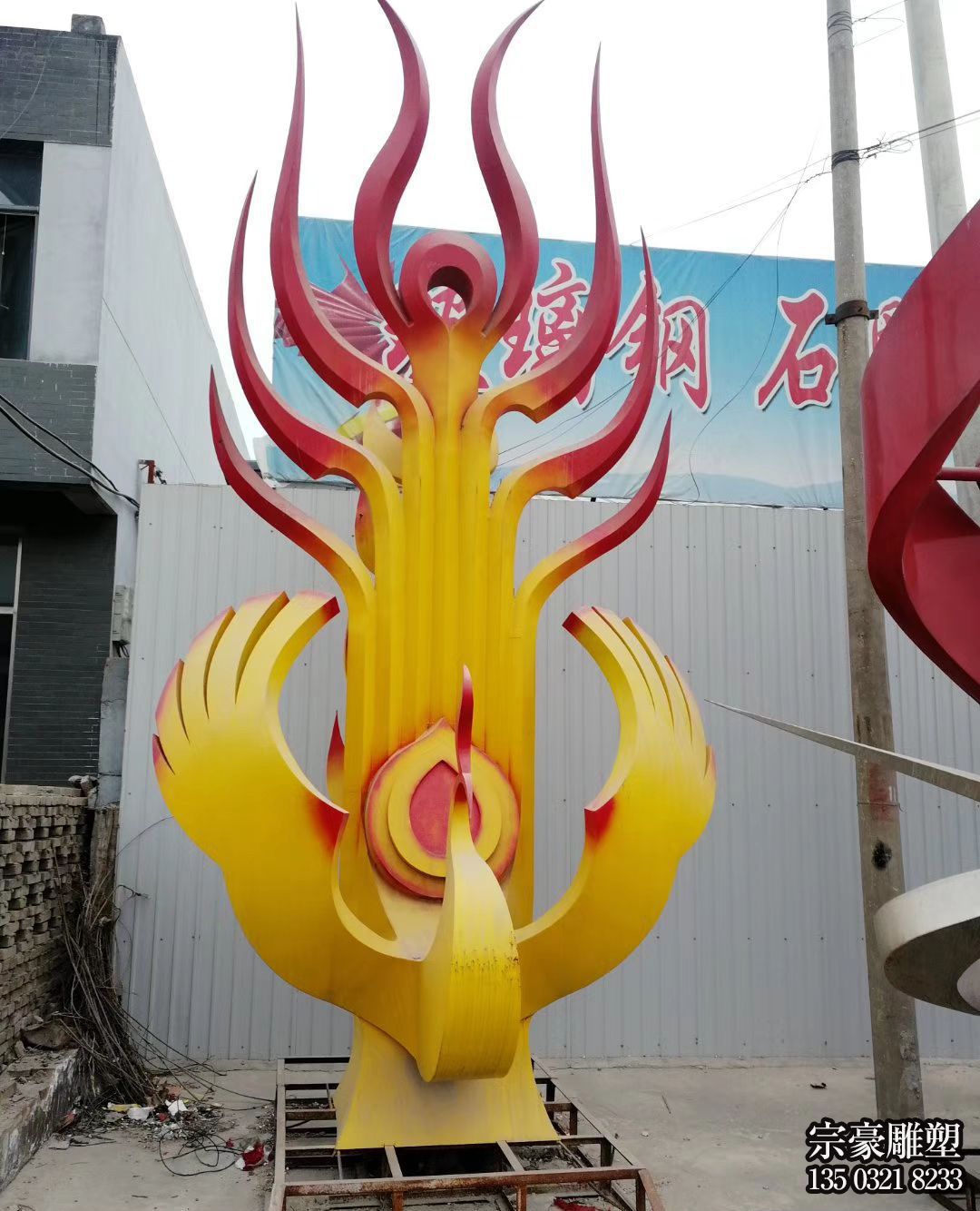 景區玻璃鋼抽象鳳凰雕塑