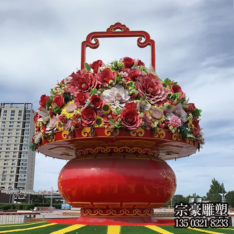 玻璃鋼大花籃，國慶節日慶典花籃雕塑