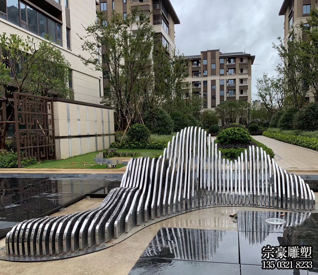 小區廣場不銹鋼假山水池景裝飾立體鐵藝山形山峰山巒造型