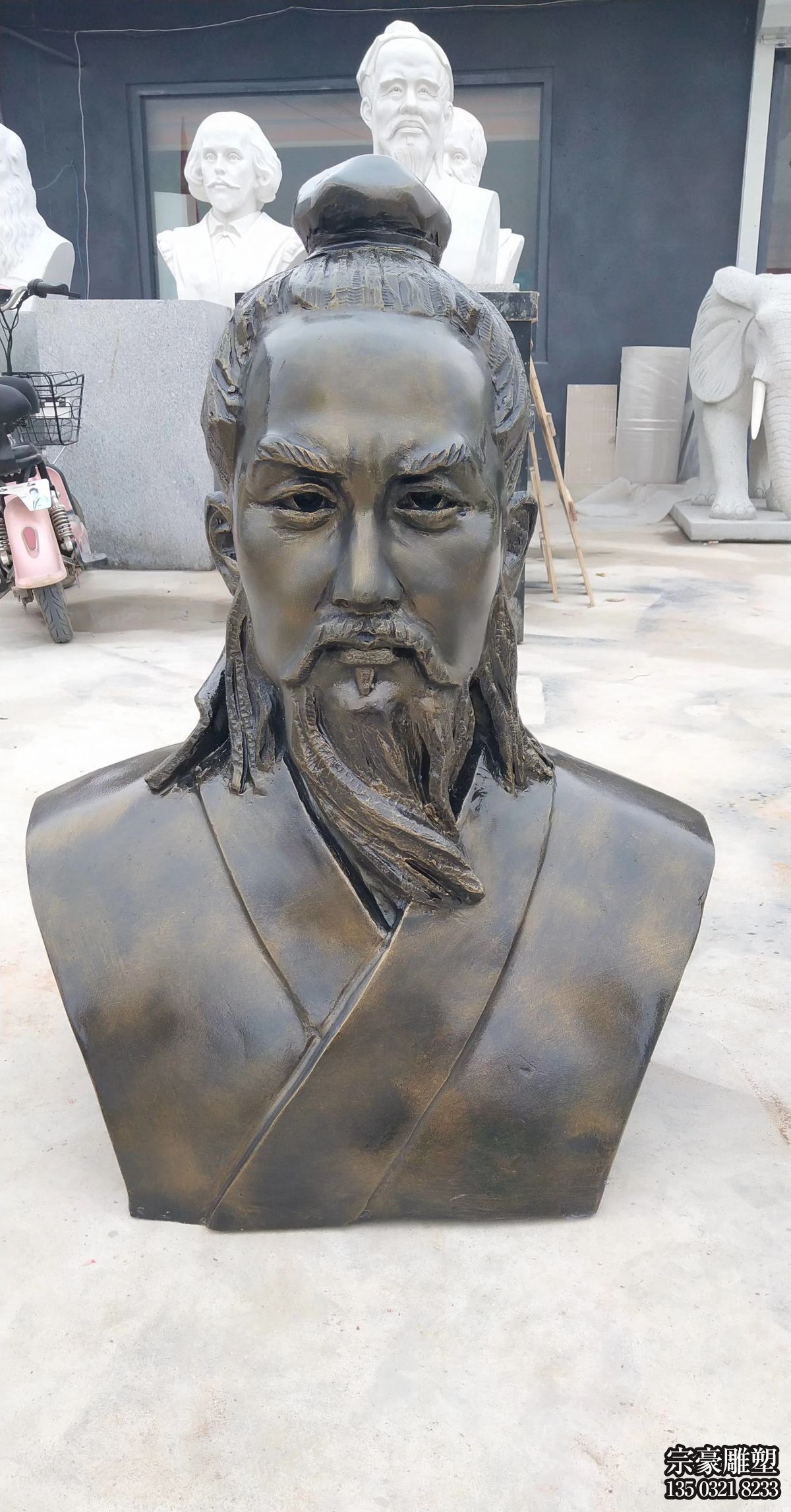 大學擺放玻璃鋼仿銅魯班頭像雕塑 大學擺放玻璃鋼仿銅魯班頭像雕塑