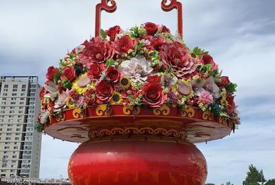 玻璃鋼大花籃，國慶節日慶典花籃雕塑